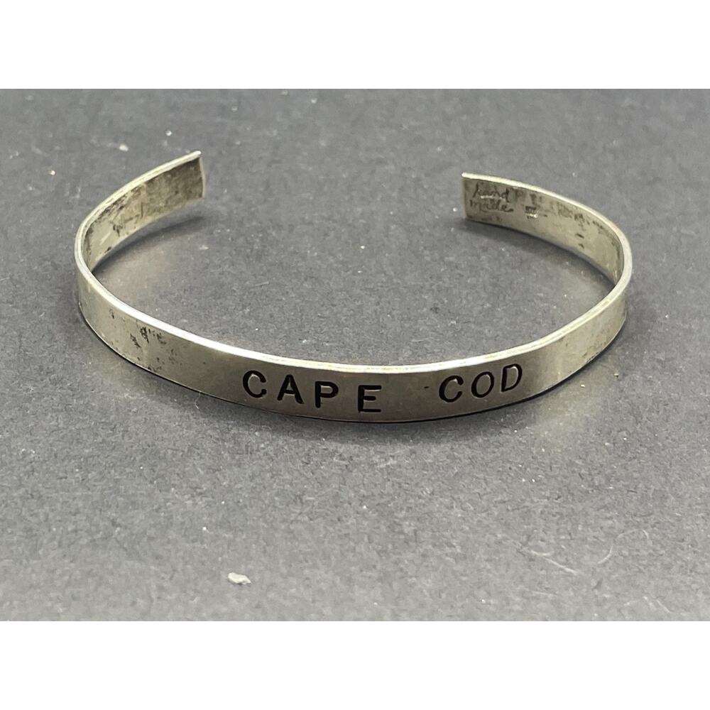 Vtg Handmade Signed Engraved Cape Cod Sterling Silver 925 Cuff Bracelet